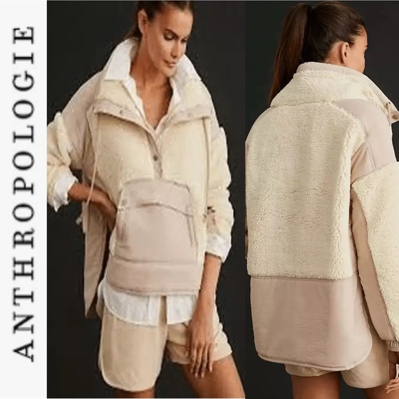 FINAL Last DAY Anthropologie Daily Practice Cream Long Sleeve Sherpa Jacket s - Picture 2 of 14
